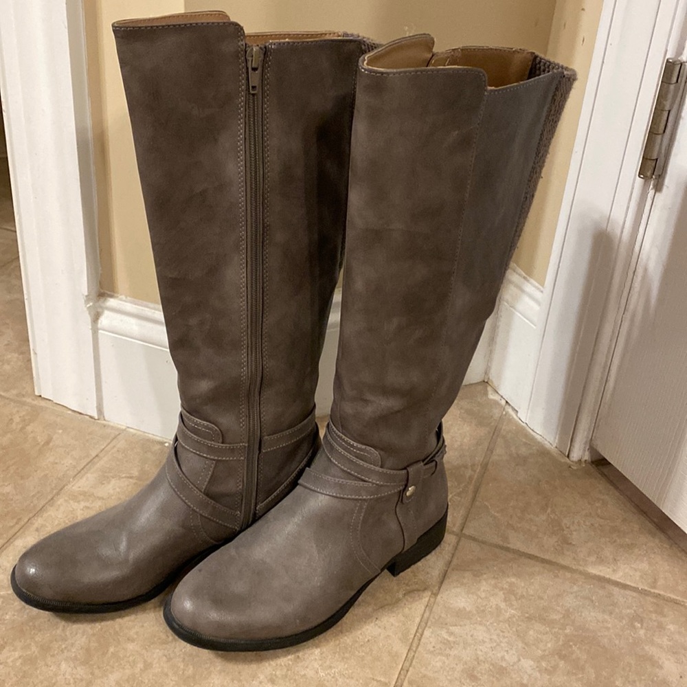 Life Stride Women's Low Heeled Riding Boots Taupe/Light Grey